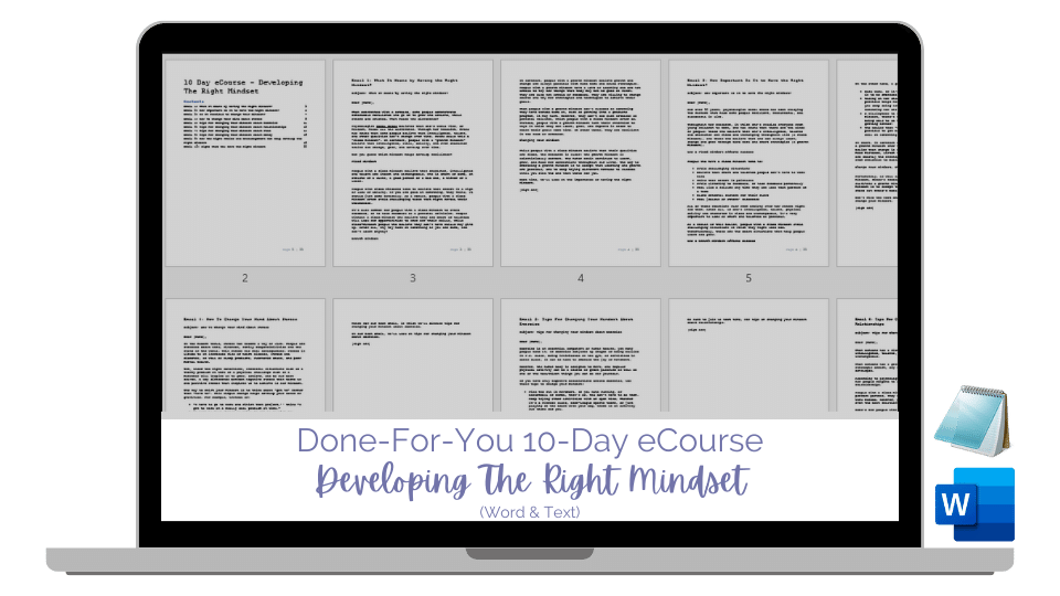 Done-For-You Report & eCourse: Developing the Right Mindset