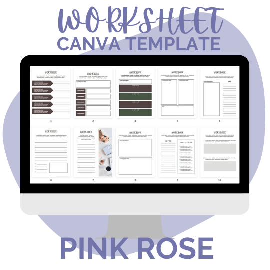 Pink Rose Worksheet Canva Templates