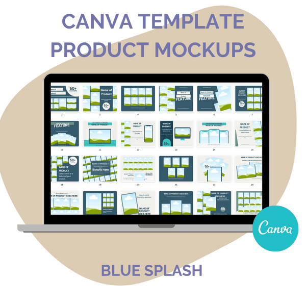 Blue Splash Product Listing Canva Template Mockups