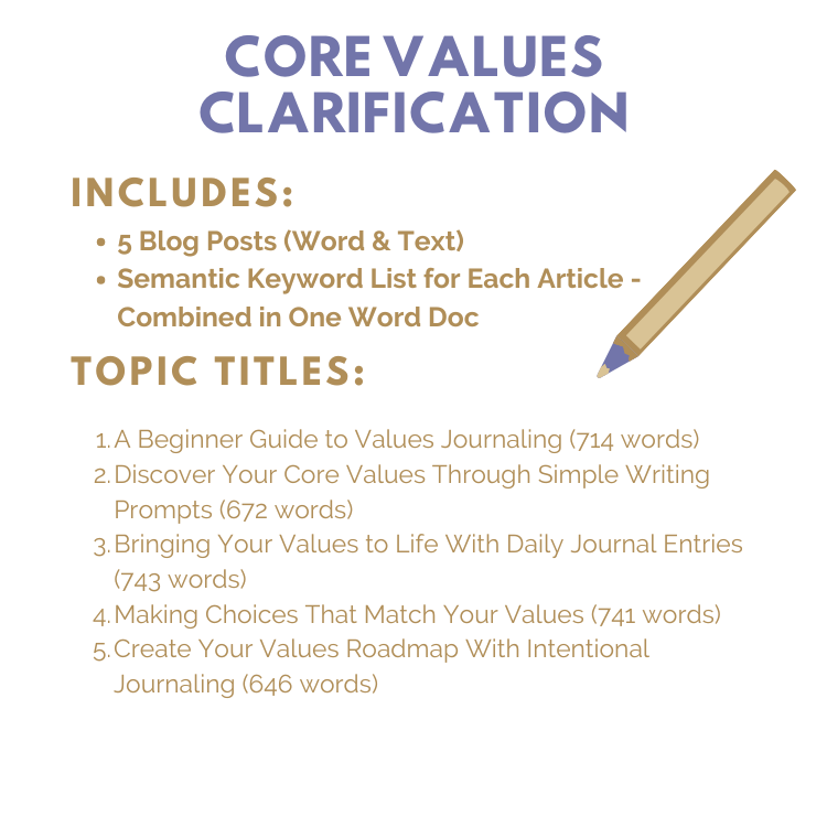 DFY Content: CORE Values Clarification Journaling