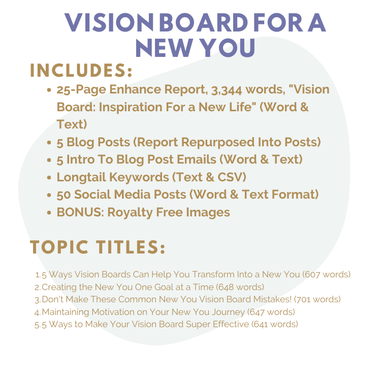 Done-For-You Blog Series & Marketing Kit: Vision Board For A New You