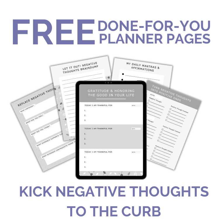 FREE DFY Planner Pages: Kick Negative Thoughts