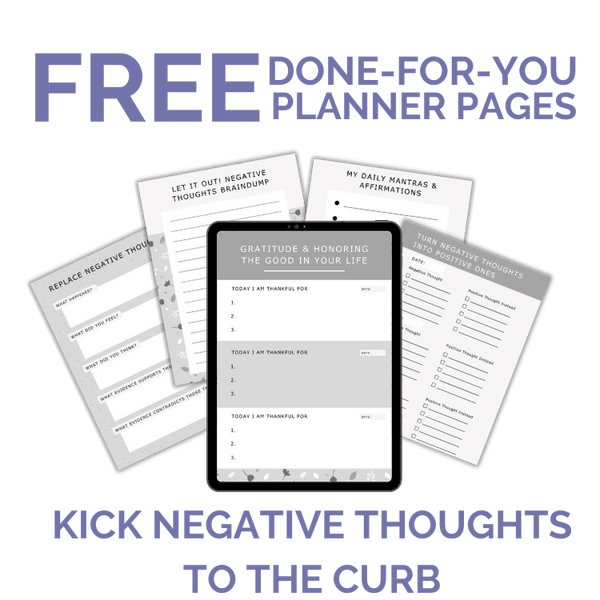 FREE DFY Planner Pages: Kick Negative Thoughts