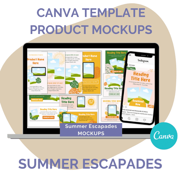 Summer Escapades Promotional Canva Template Mockups