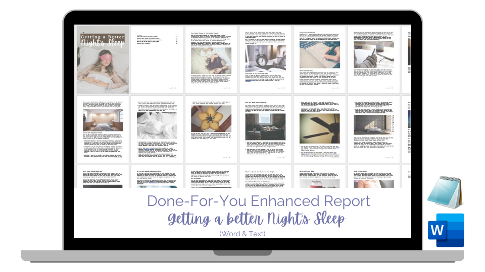 Done-For-You Report & eCourse: Getting A Better Nights Sleep