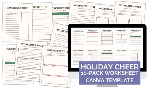 Holiday Cheer Worksheet Canva Templates